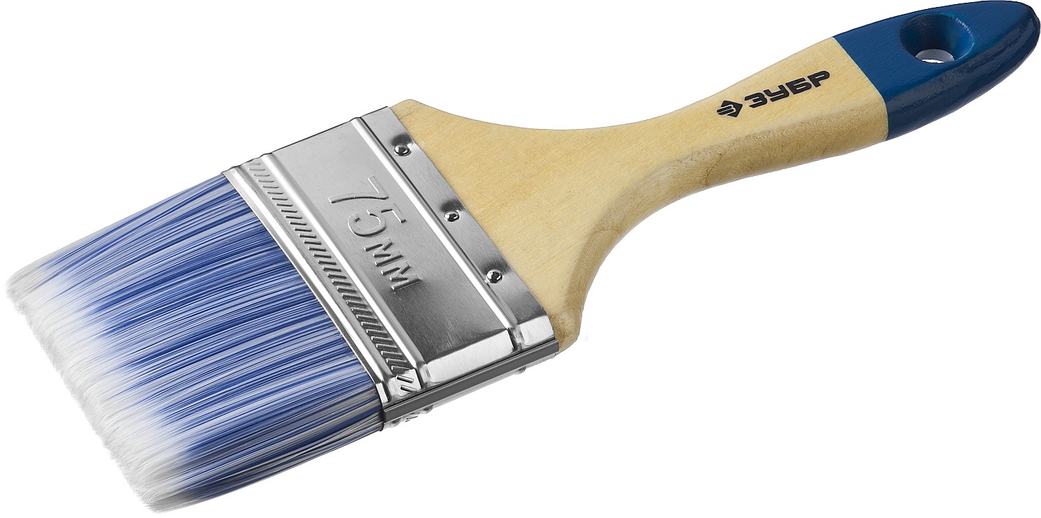 Кисть плоская ''АКВА-МАСТЕР'', искусственная щетина, деревянная ручка, 75мм