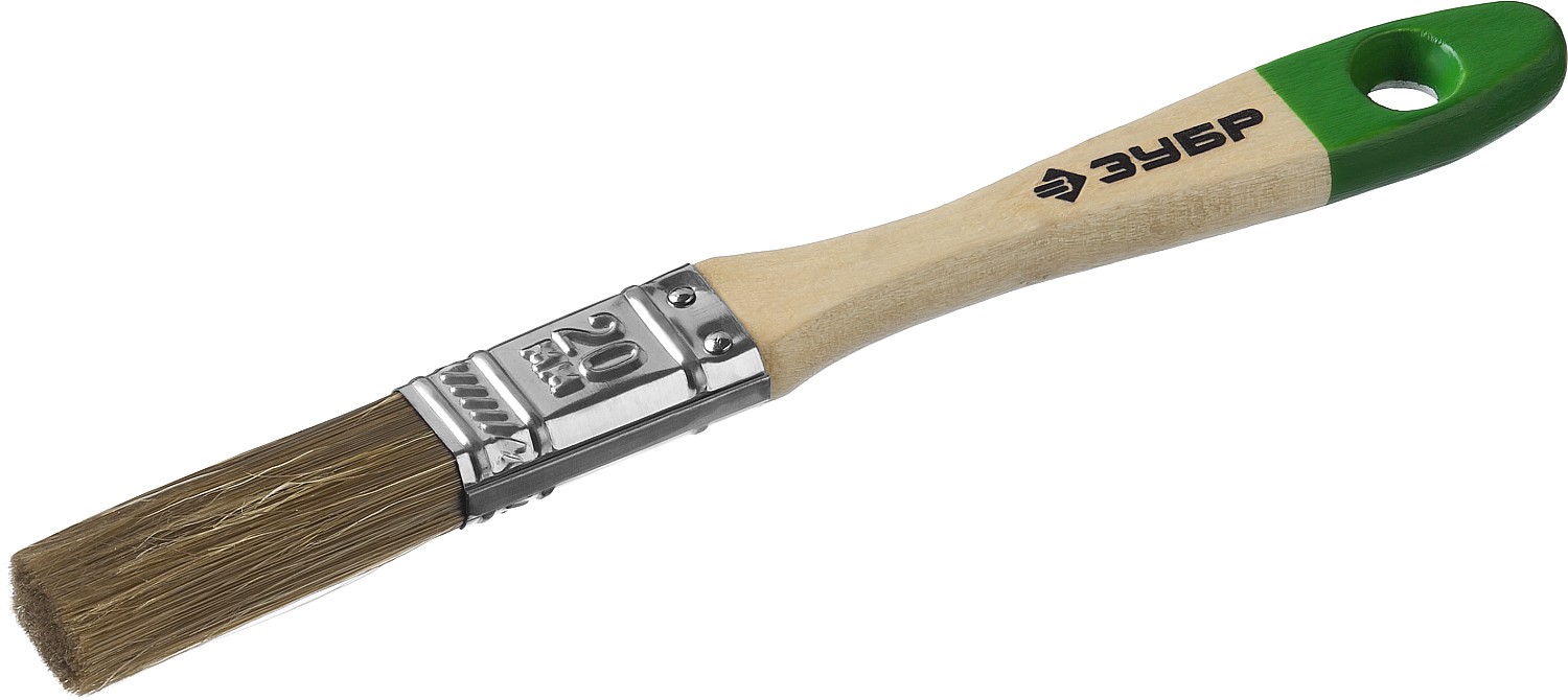 Кисть плоская ''ЛАЗУРЬ-МАСТЕР'', смешанная щетина, деревянная ручка, 20мм