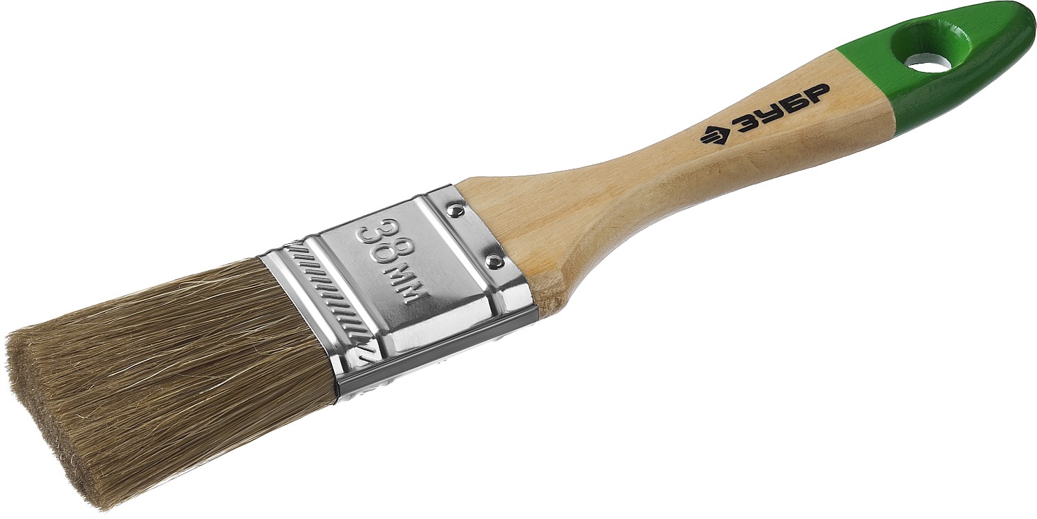 Кисть плоская ''ЛАЗУРЬ-МАСТЕР'', смешанная щетина, деревянная ручка, 38мм