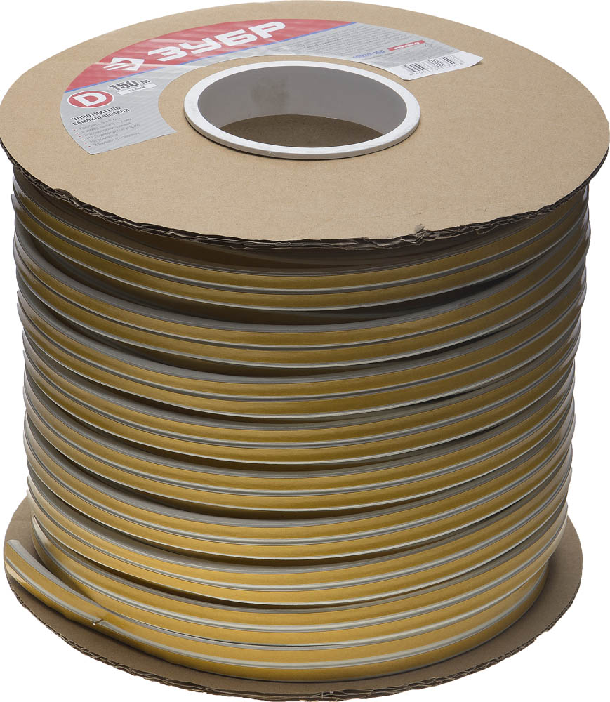 Резиновый уплотнитель самоклеящийся, профиль ''D'', размер 9х8мм, белый, 150м