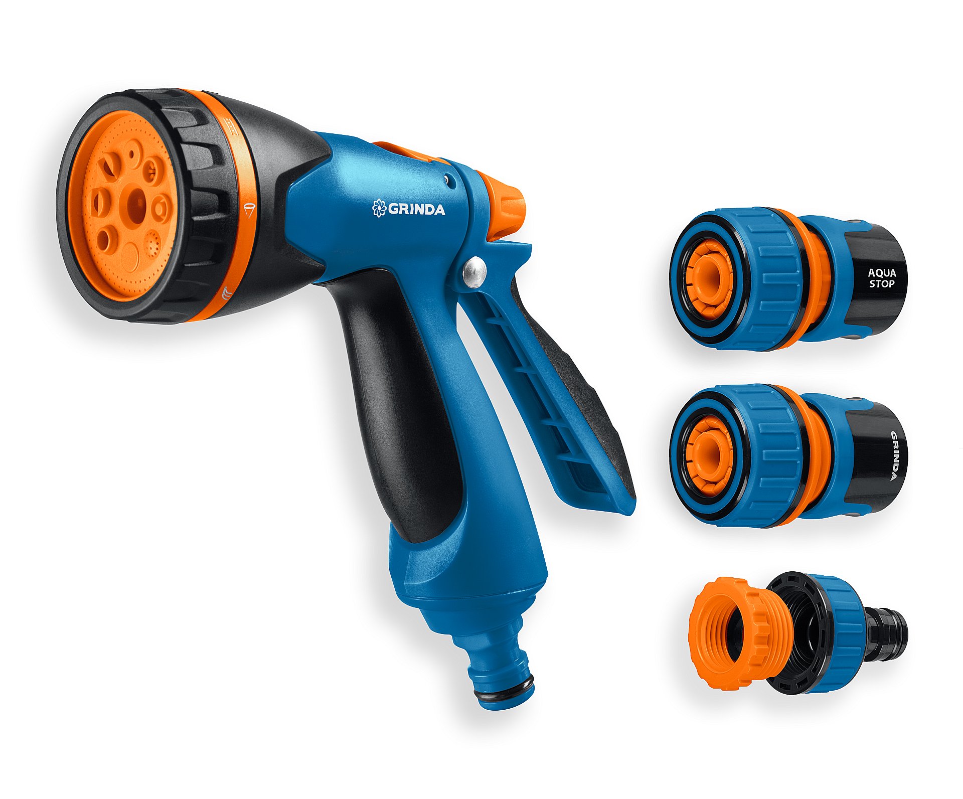 Набор поливочный, PROLine, B-834, пистолет поливочный B-8, коннектор 3/4, конектор 3/4 с автостопом, адаптер с внутренней резьбой 1/2х3/4