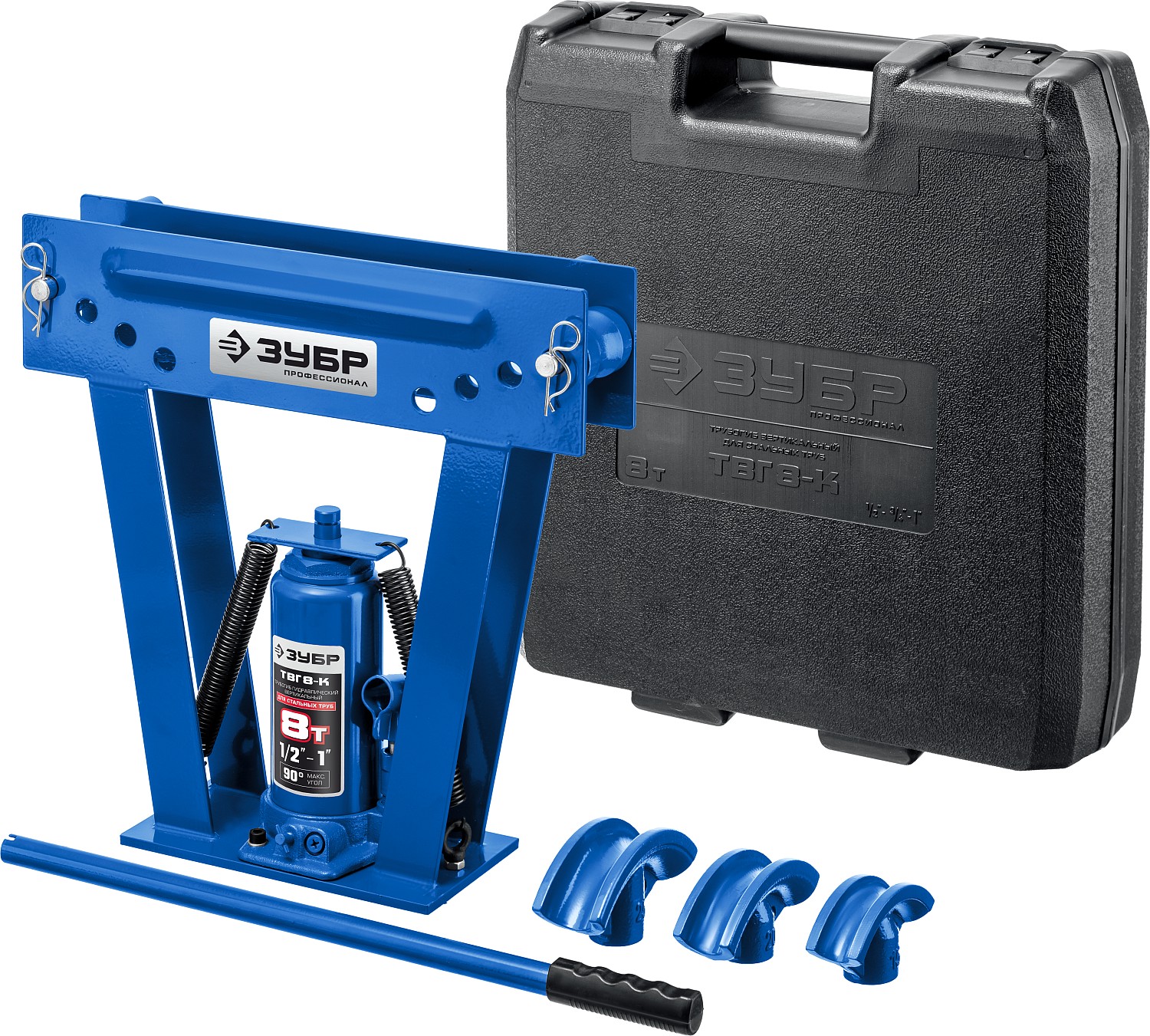 Трубогиб гидравлический вертикальный ручной в кейсе, ТВГ-8-K 1/2-1'' 8т Профессионал