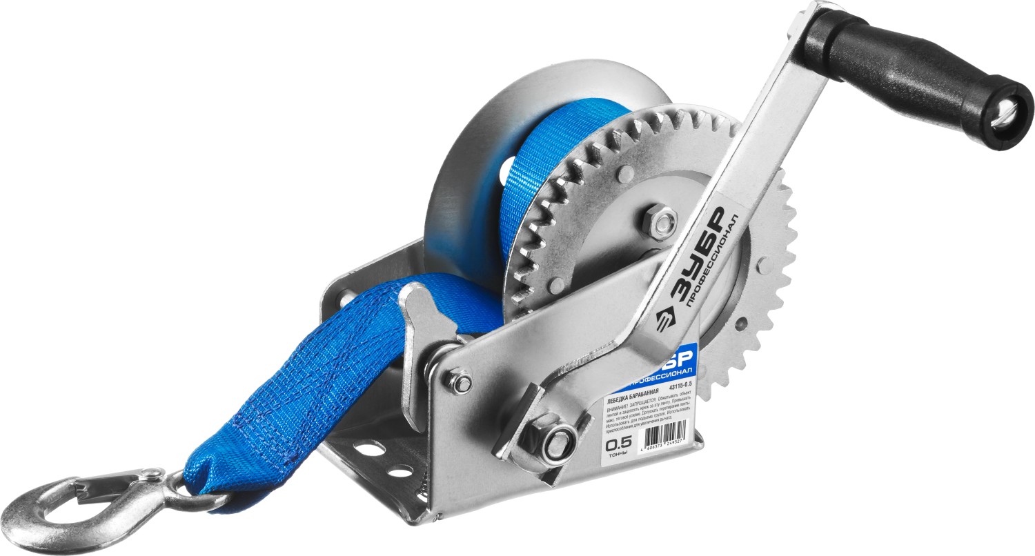 Лебедка ручная барабанная ''Профессионал'', тяговая, ленточная, 0,5т, 8м