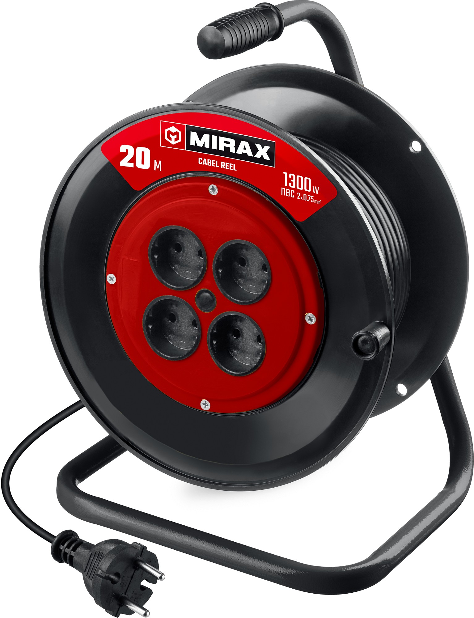 Удлинитель на катушке ПВС, 2 х 0.75 мм2, 20 м, 1300 Вт