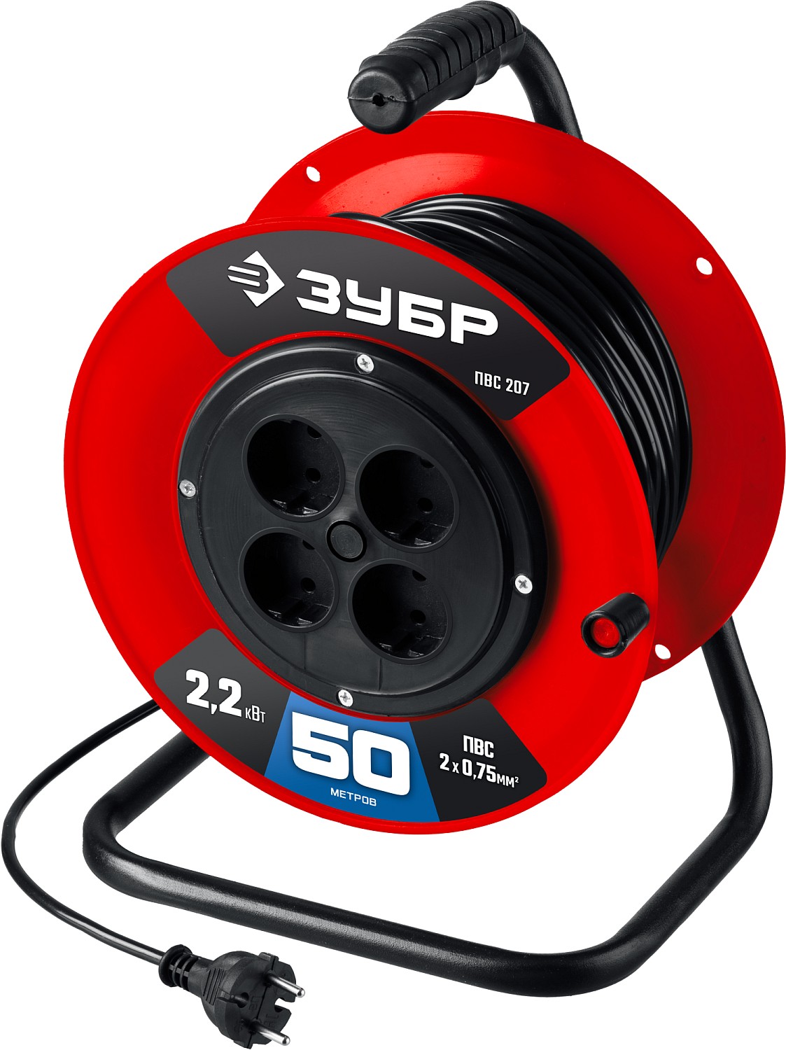 Удлинитель на катушке ПВС-207, ПВС, 2 х 0.75 мм2, 50 м, 2200 Вт