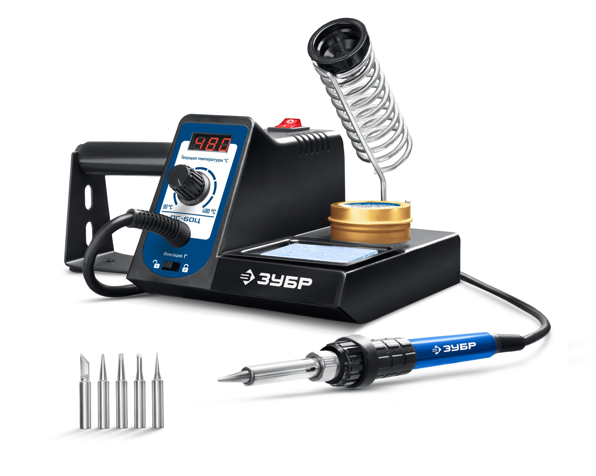 Станция паяльная цифровая, ПС-60Ц, 9-в-1, 90 - 480°C, 60 Вт