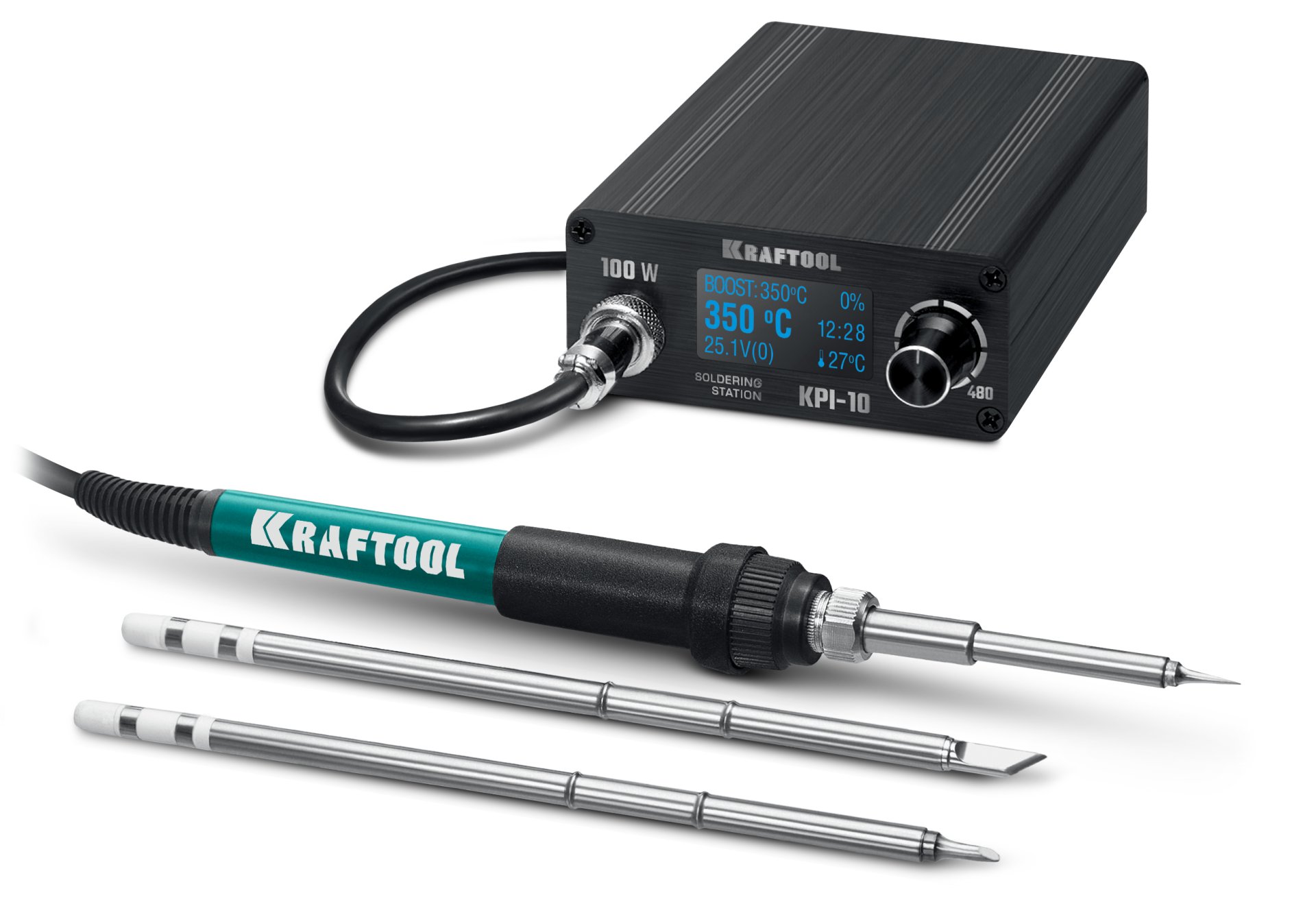 Станция паяльная программируемая, KPI-10, 50 - 480°C, 100 Вт, 3 жала Т12