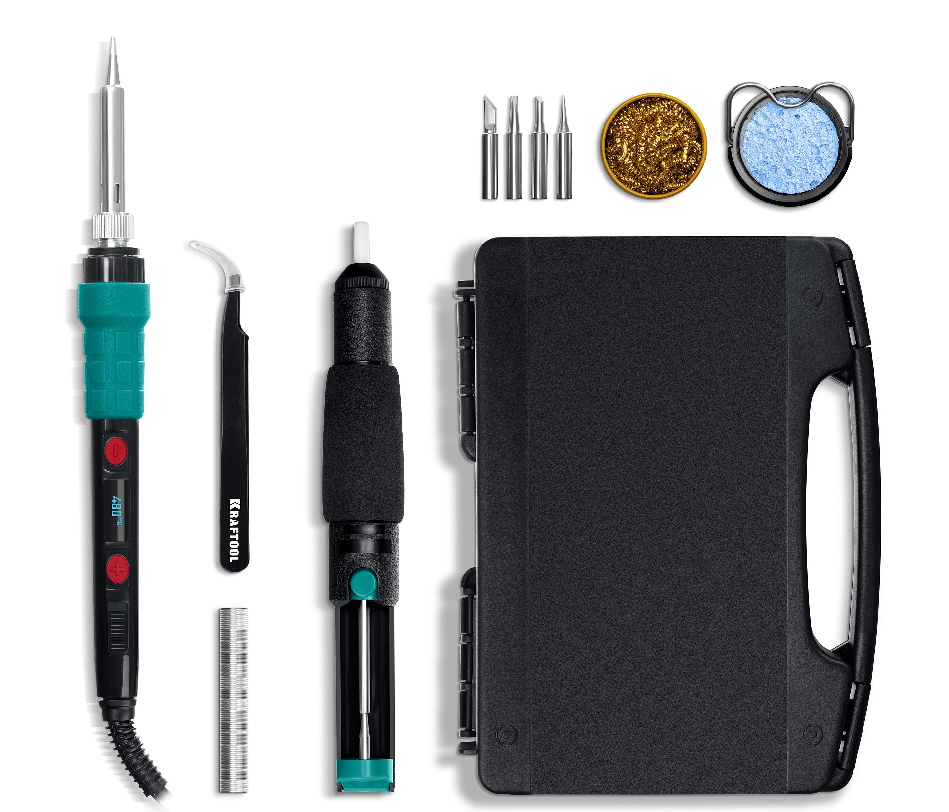 Станция мини-паяльная цифровая, в кейсе, KS-15, 14-в-1, 90 - 480°C, 135 Вт