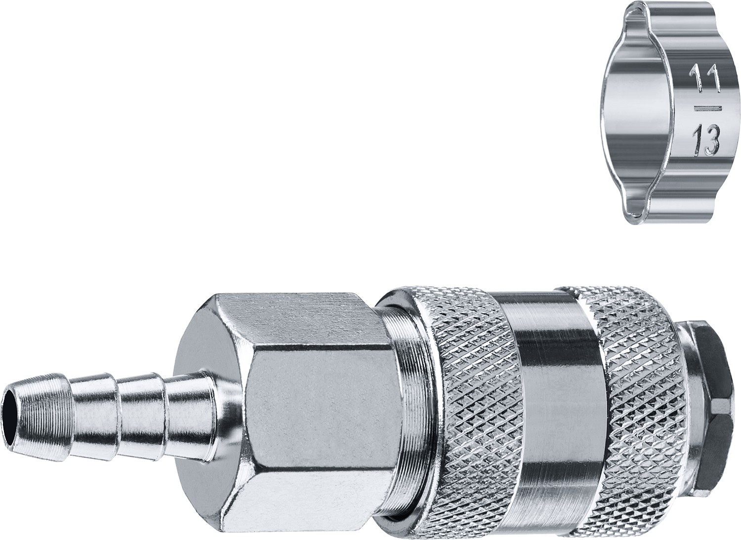 Переходник штуцер ''елочка'' 8 мм - рапид муфта, с хомутом Профессионал