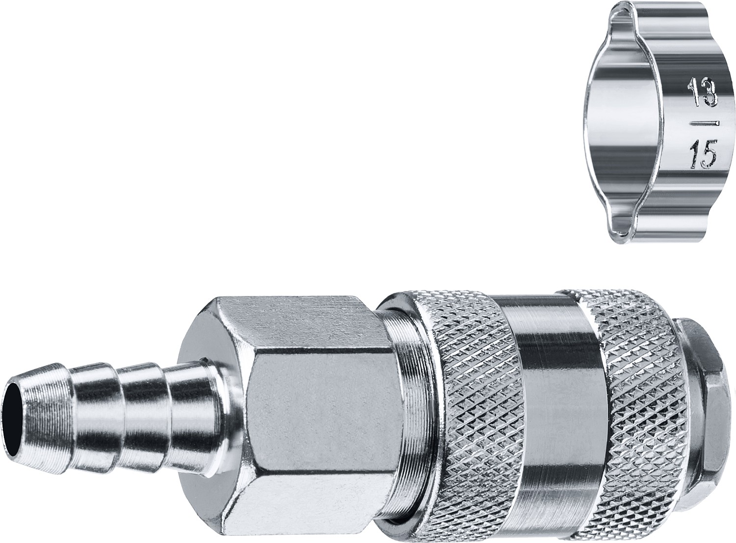 Переходник штуцер ''елочка'' 10 мм - рапид муфта, с хомутом Профессионал