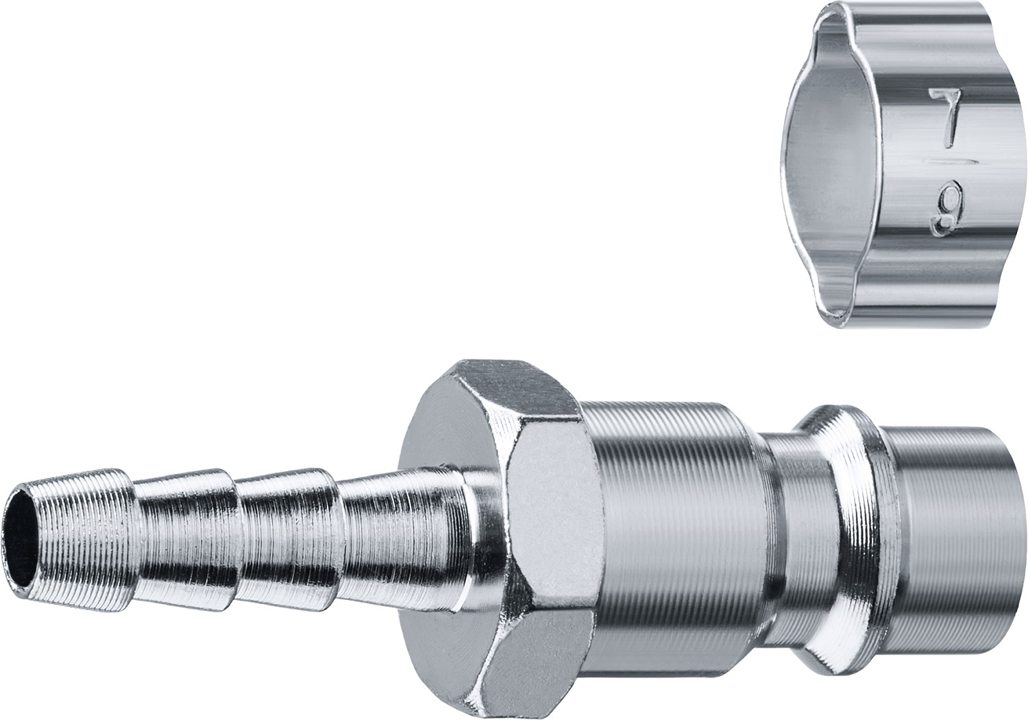 Переходник штуцер ''елочка'' 6 мм - рапид штуцер, с хомутом Профессионал