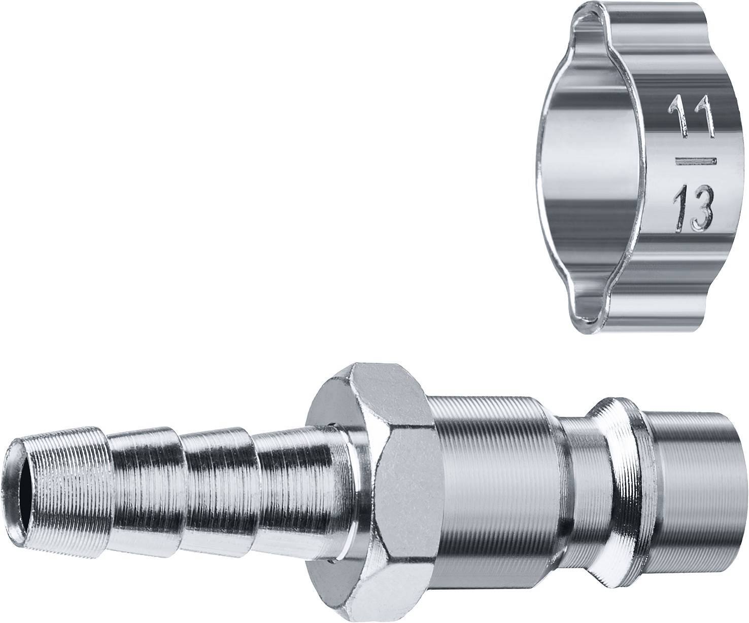 Переходник штуцер ''елочка'' 8 мм - рапид штуцер, с хомутом Профессионал