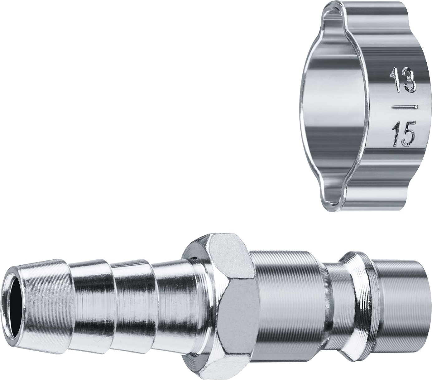 Переходник штуцер ''елочка'' 10 мм - рапид штуцер, с хомутом Профессионал