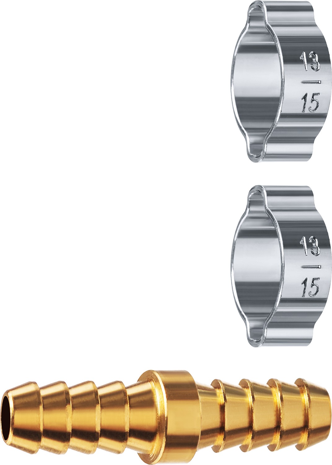 Штуцер соединительный ''елочка''-''елочка'' 10 мм с обжимными хомутами Профессионал