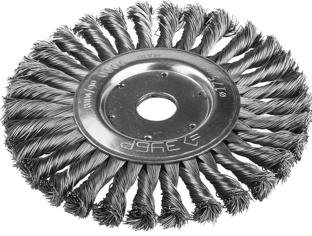 Щетка дисковая для УШМ, плетеные пучки стальной проволоки 0,5мм, 175х22мм ''ЭКСПЕРТ''