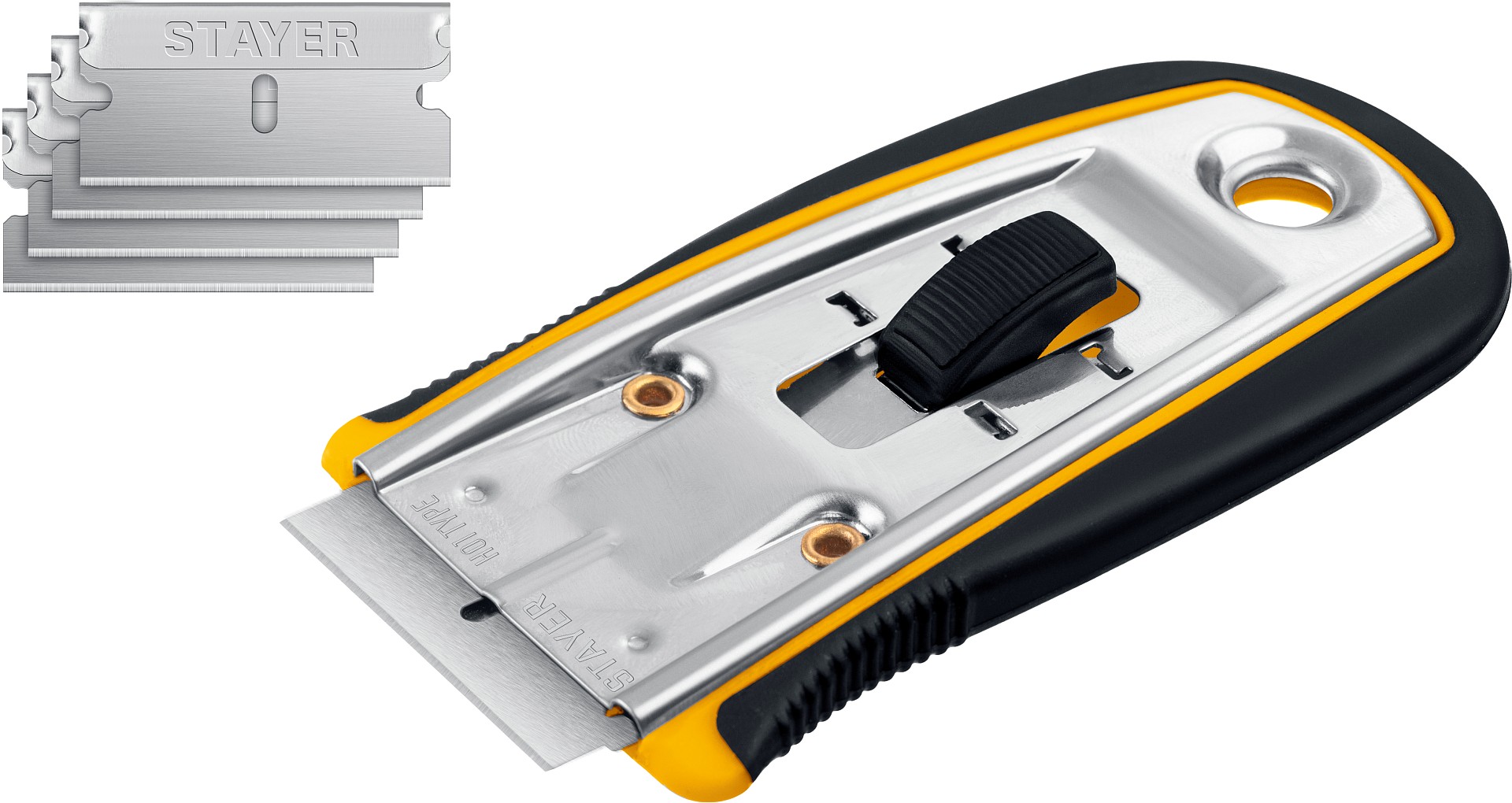 Скребок с выдвижным лезвием 40 мм, 5 дополнительных лезвий