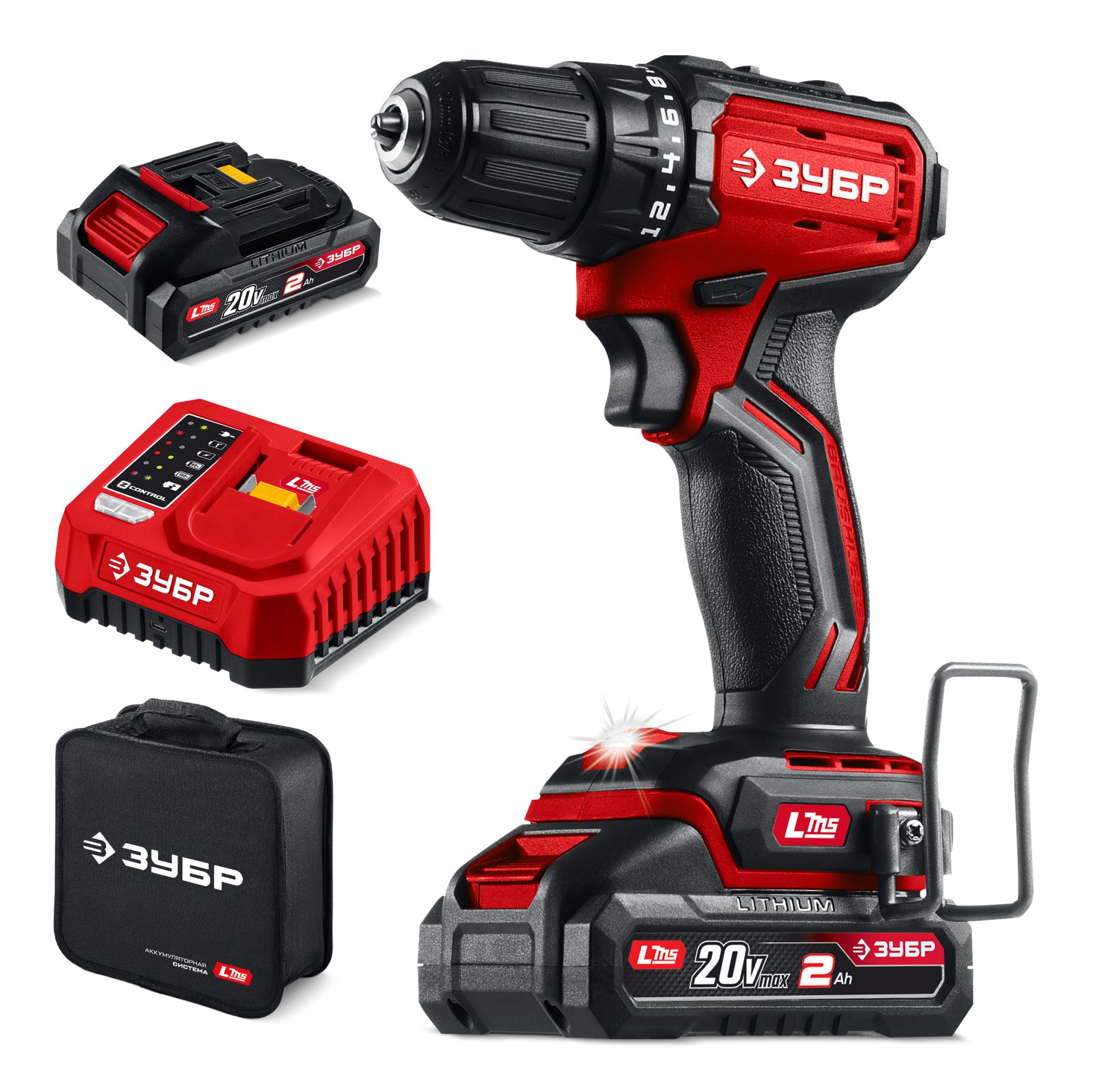 Дрель-шуруповерт, бесщеточная 20 В, 45 Н·м, 2 АКБ LMS 2 А·ч, сумка