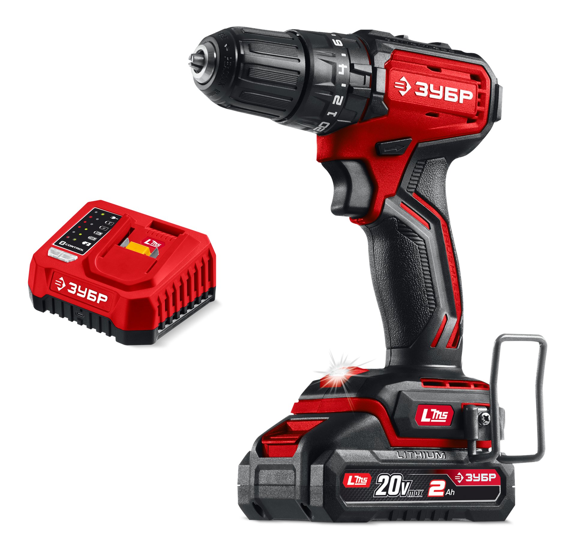 Дрель-шуруповерт бесщеточная, ударная 20 В, 45 Н·м, 1 АКБ LMS 2 А·ч