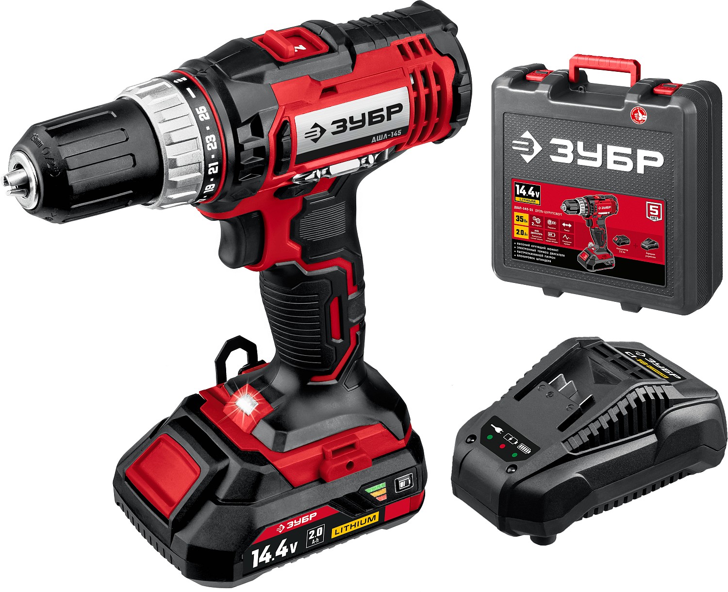Дрель-шуруповерт 14.4В, 1 АКБ, в кейсе
