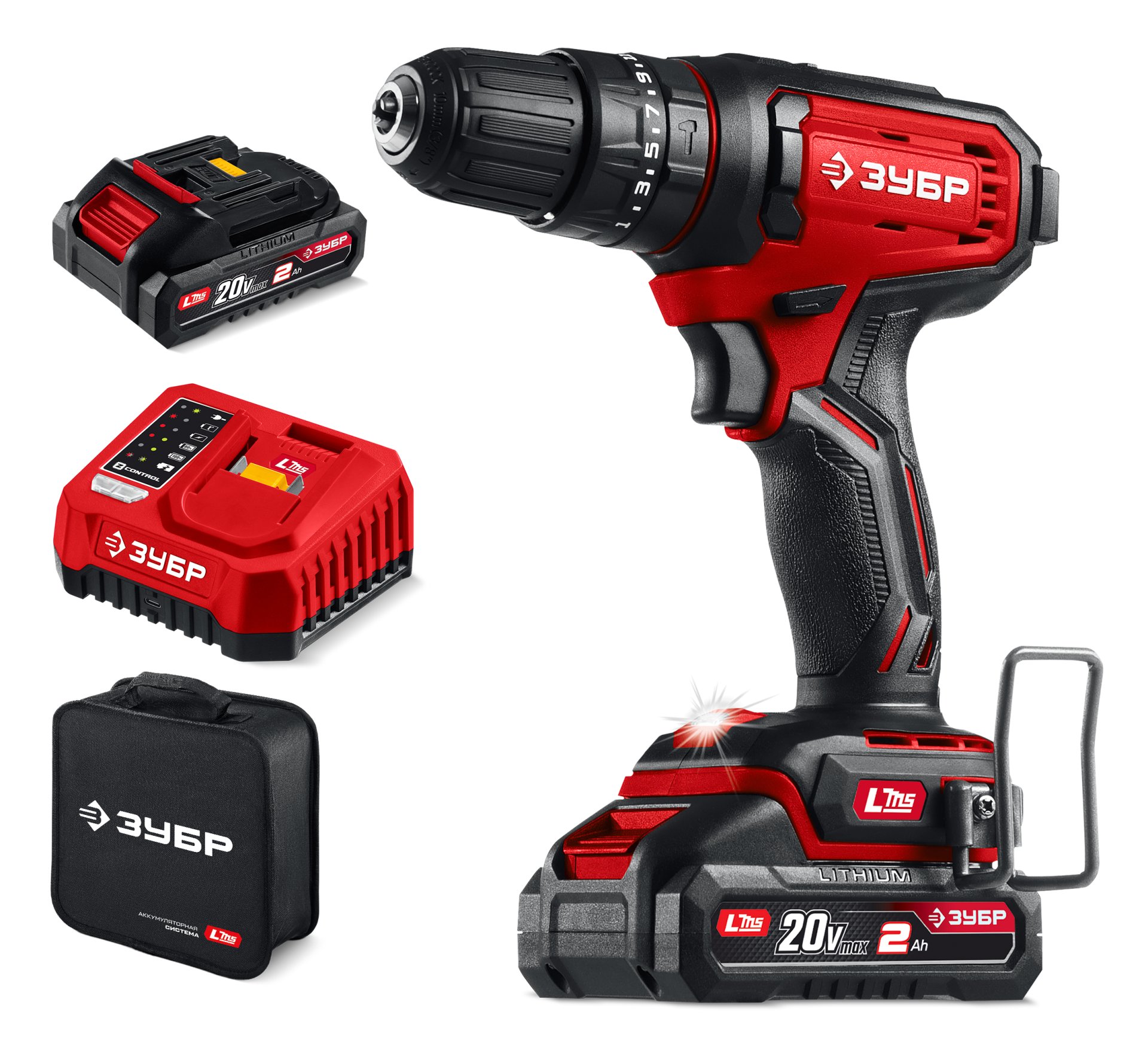 Дрель-шуруповерт ударная 20 В, 40 Н·м, 2 АКБ LMS 2 А·ч, сумка