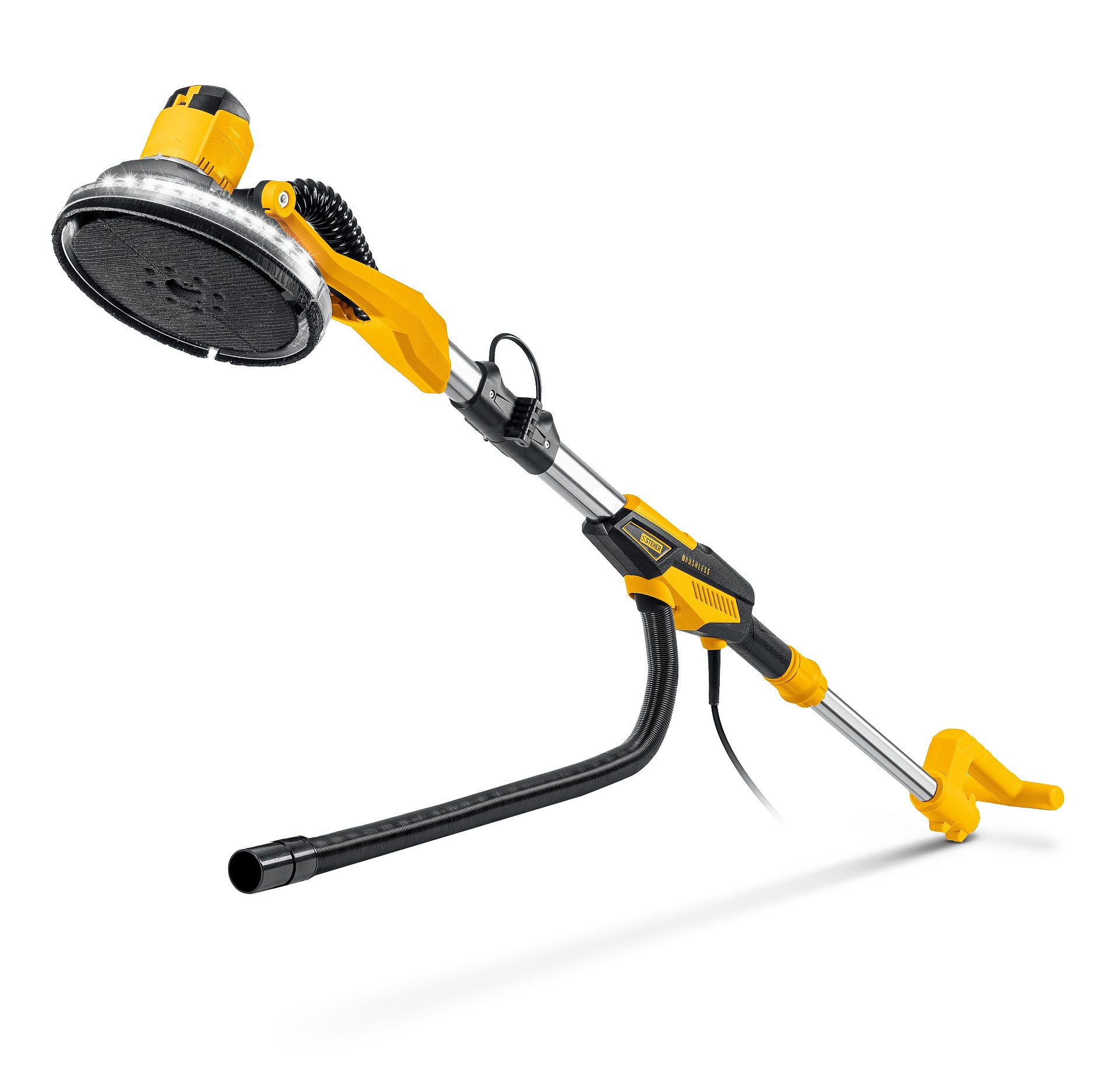 Машина бесщеточная шлифовальная для стен жираф d225 мм, 500 Вт, подсветка, кейс