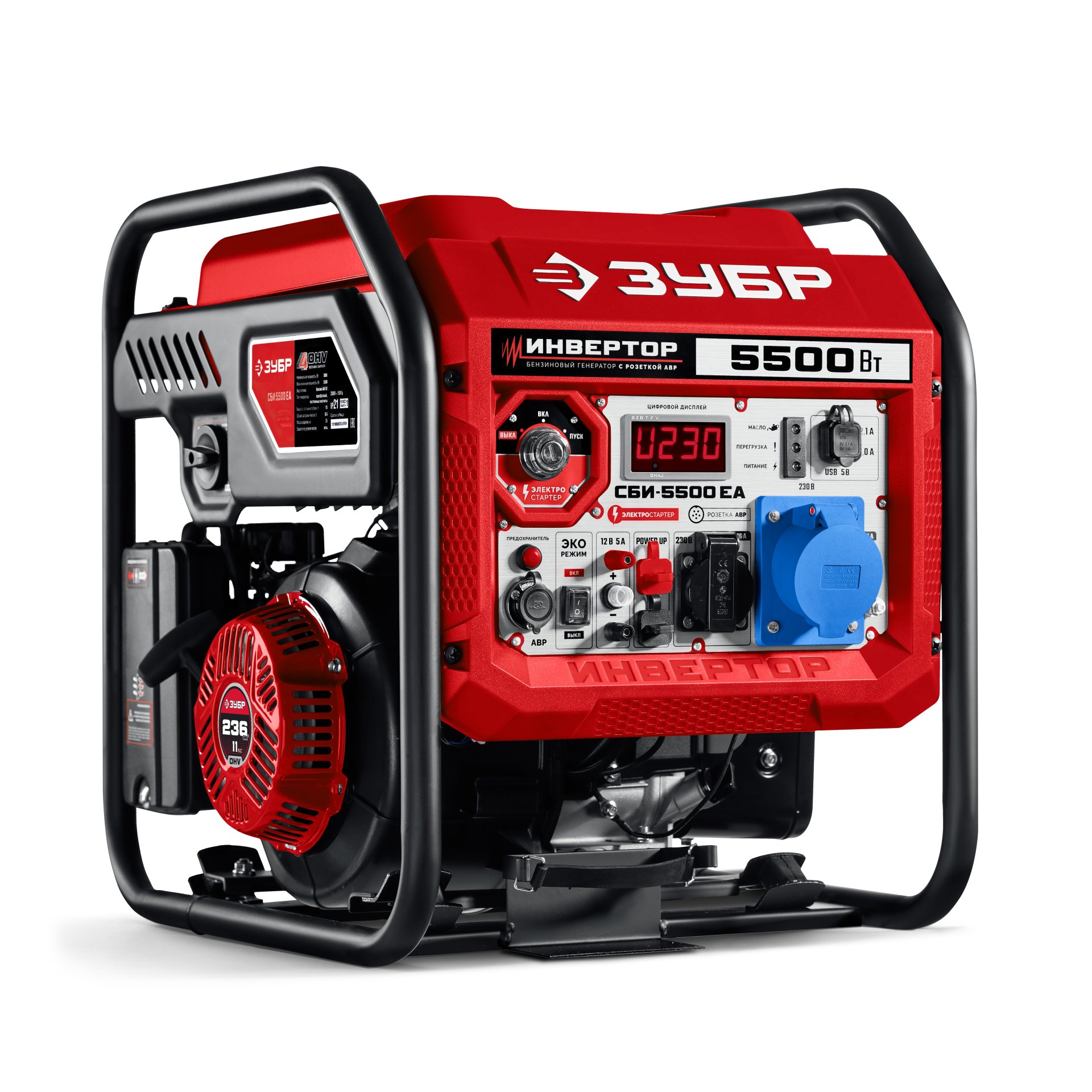 Генератор инверторный с электростартером и розеткой АВР, 5500 Вт