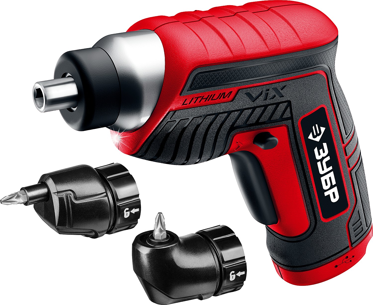 Отвертка аккумуляторная 3.6 В ViX, в коробке с 10 битами, угловой и эксцентриковой насадками