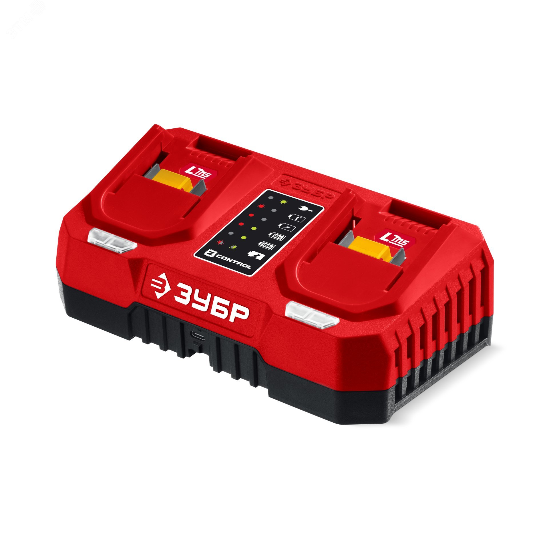 Изображение товара Зарядное устройство для аккумуляторов 20 В с двумя портами 3 А ЗУБР БЗУ-20-2