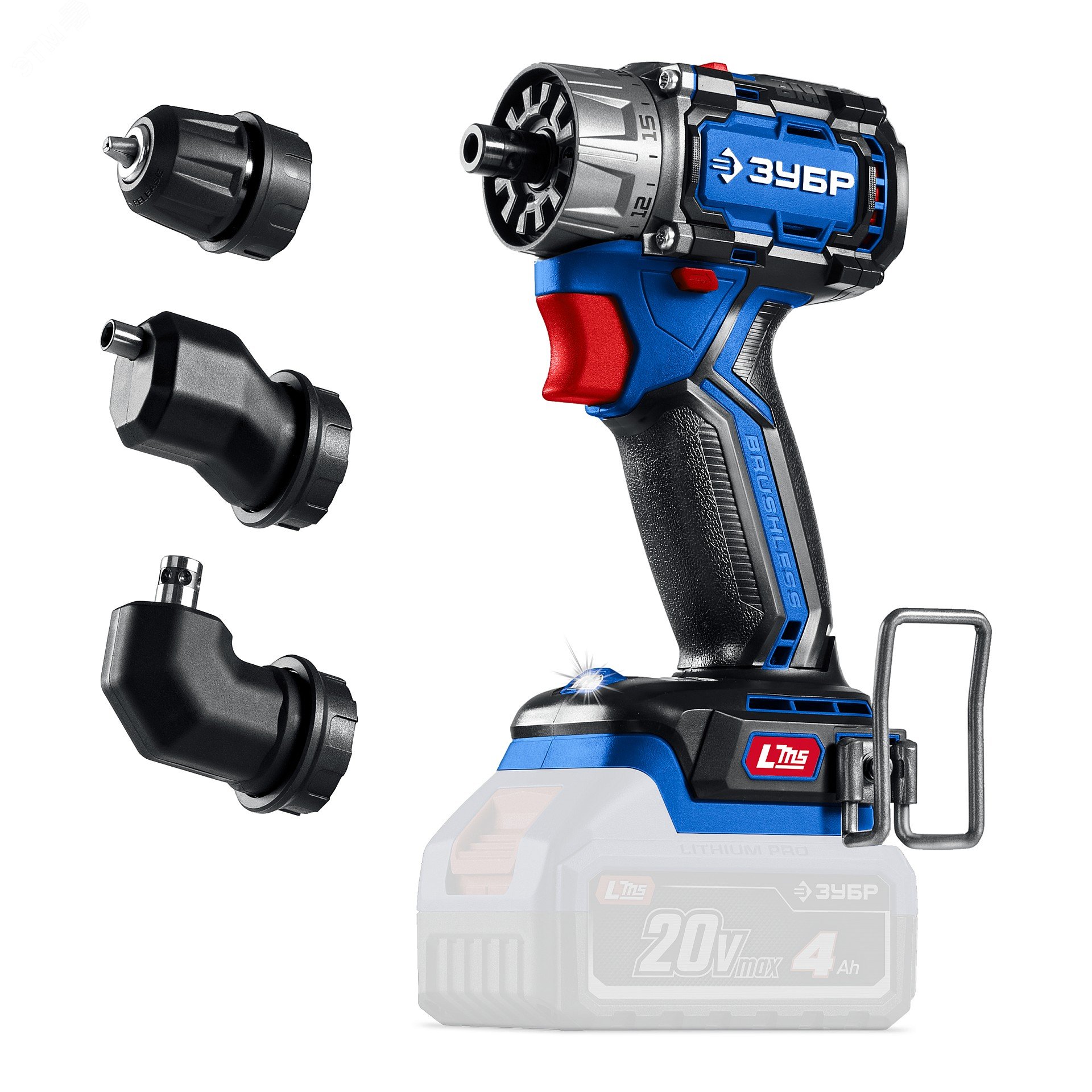 Изображение товара Дрель-шуруповерт бесщеточная модульная ЗУБР Комби 1 20 В 50 Н·м