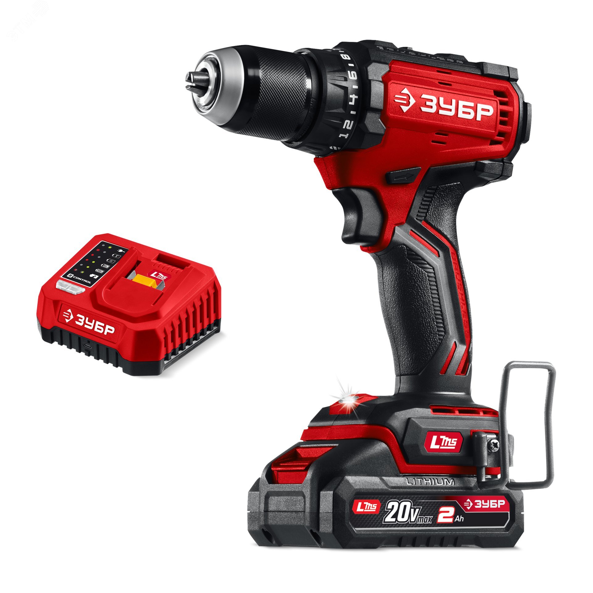 Изображение товара Дрель-шуруповерт бесщеточная 20 В 65 Н·м ЗУБР с аккумулятором 2 А·ч