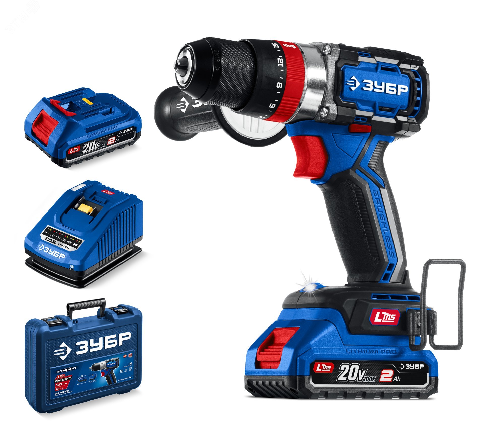 Изображение товара Дрель-шуруповерт ЗУБР DBS-70-22 бесщеточная ударная 20 В