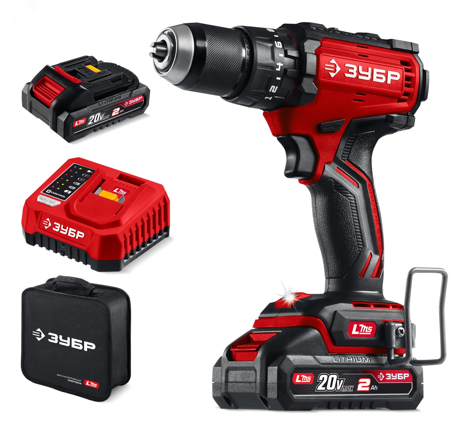 Изображение товара Дрель-шуруповерт бесщеточная ЗУБР LMS 20 В 65 Н·м 2 АКБ