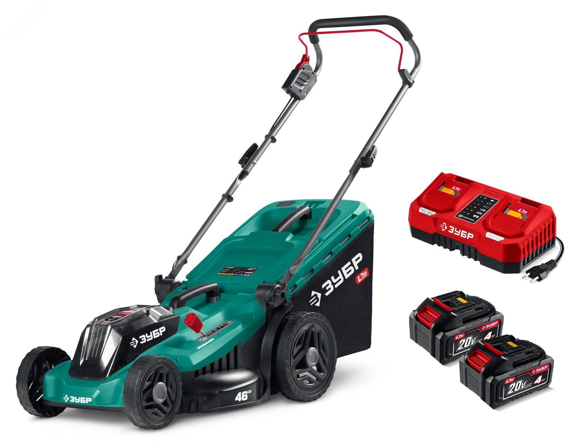 Изображение товара Газонокосилка аккумуляторная, бесщеточная, 40 В, 2x20В, 460 мм, 2 АКБ LMS 4 Ач (шт)