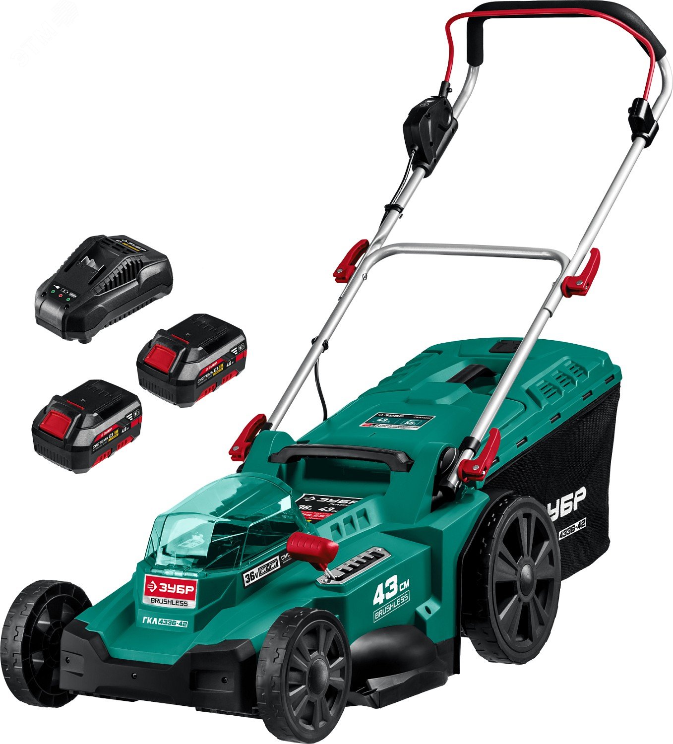 Изображение товара Бесщеточная газонокосилка 36В с двумя аккумуляторами и мульчированием