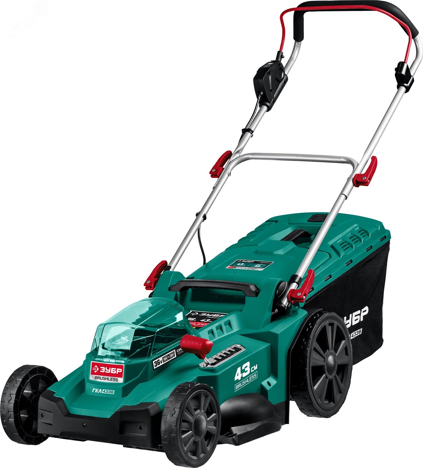 Изображение товара Бесщеточная газонокосилка 36В без АКБ ЗУБР ГКЛ-4336 - легкая и мощная