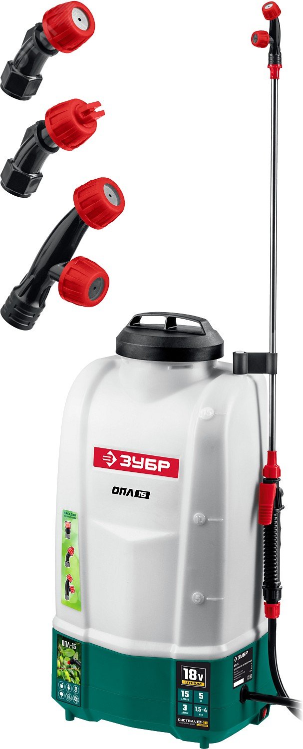 Изображение товара Аккумуляторный опрыскиватель 15 л бак, без АКБ, Li-Ion 18В ЗУБР