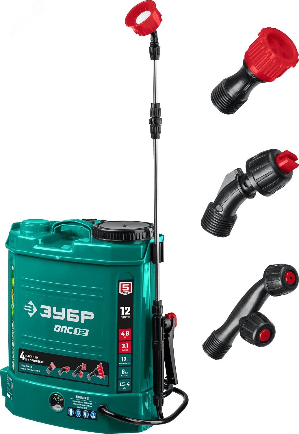 Изображение товара Аккумуляторный опрыскиватель ЗУБР 12 л с регулятором давления и телескопической штангой
