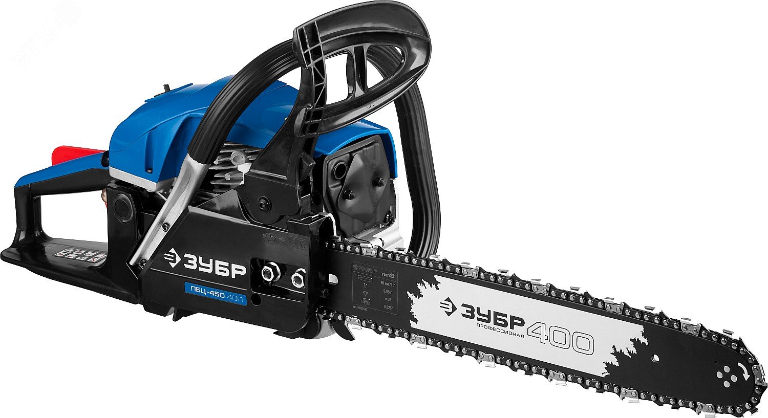 Изображение товара Профессиональная бензопила ЗУБР ПБЦ-450 40П, 45 см3, мощность 2.4 лс