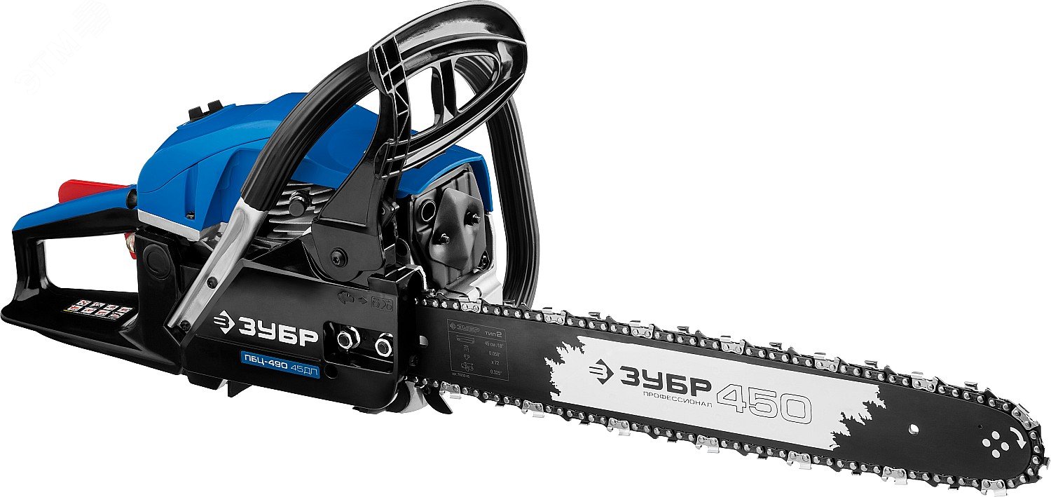 Изображение товара Бензопила 49 см3, 45 см шина, ЗУБР ПБЦ-490 45ДП, профессиональная качество