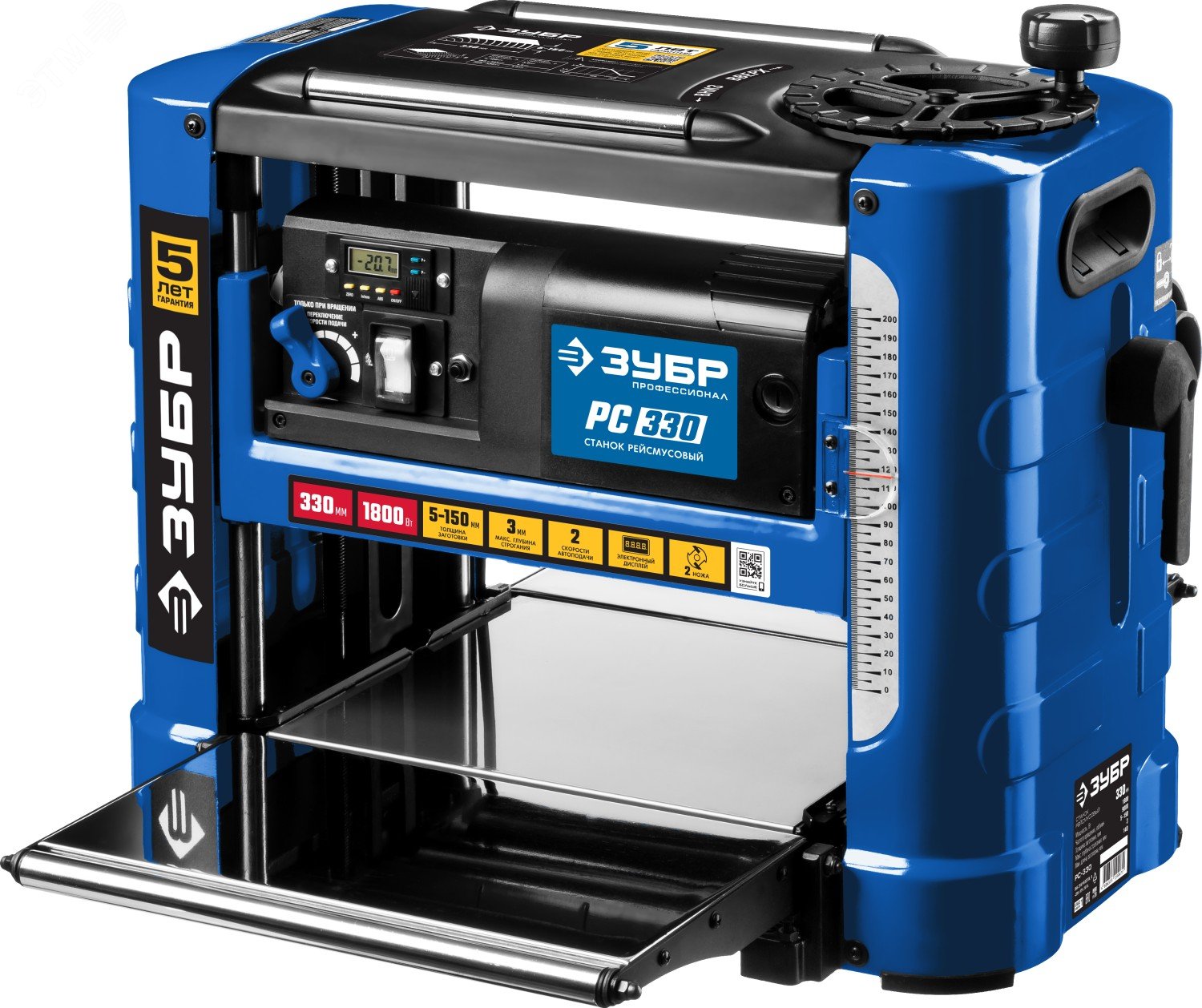 Изображение товара Рейсмусовый станок ЗУБР 330 мм 1800 Вт с двумя ножами для профессиональных работ