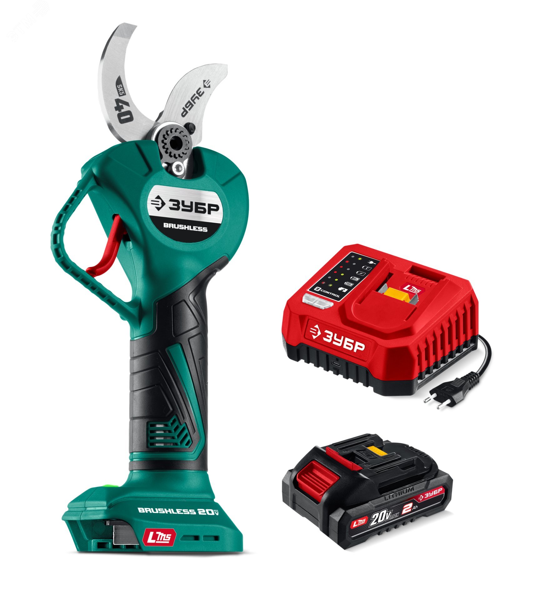 Изображение товара Секатор аккумуляторный, 20 В, 40 мм максимальный рез, 1 АКБ LMS 2Ач (шт)