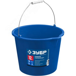 Ведро строительное усиленное пластмассовое, с носиком 12л - фото 1