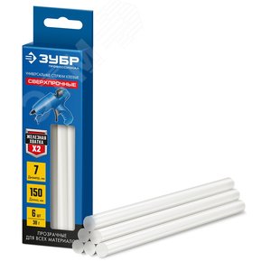 Стержни прозрачные сверхпрочные клеевые Профессионал, d 7x150 мм (7-8 мм) 6 шт. 38 г - фото 1
