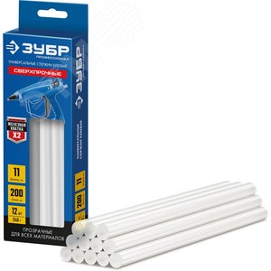 Стержни прозрачные сверхпрочные клеевые Профессионал, d 11x200 мм (11-12 мм) 12 шт. 240 г. - фото 1