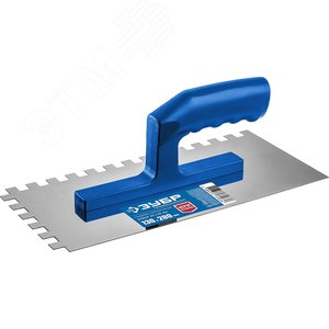 Изображение товара Гладилка штукатурная зубчатая нержавеющая с пластиковой ручкой Профи 130х280 мм, 10х10 мм, г (шт)