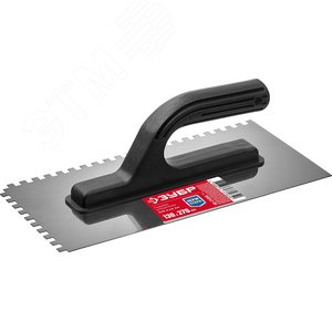 Изображение товара Гладилка штукатурная 130х270 мм 6х6 мм зубчатая нержавеющая с пластиковой ручкой (шт)