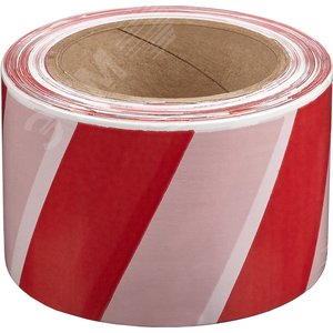 Лента сигнальная, цвет красно-белый, 75мм х 200м, Мастер - фото 1