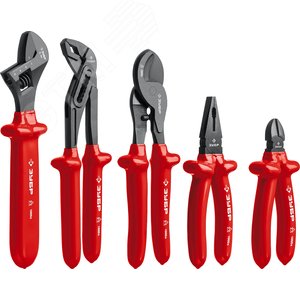 Набор: Губцевый инструмент, диэлектрический, высоковольтный до ~1000В, маслобензостойкая рукоятка, 12предм, Профессионал 2214-H12 - фото 2