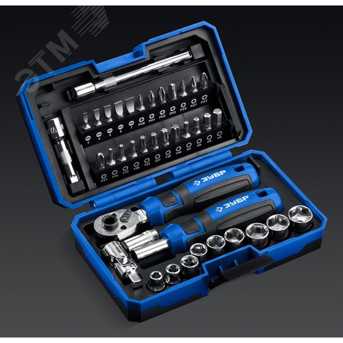 Изображение товара Набор 39шт, Профессионал-39: трещетка, отвертка-битодержатель с насадками (шт)