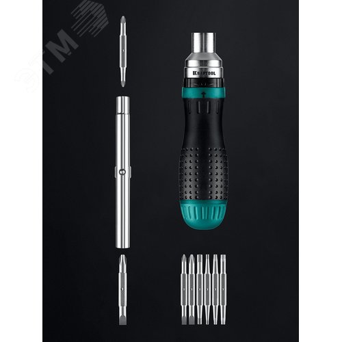 Отвертка реверсивная с битами KraftMax 19, 19-в-1 - фото 2